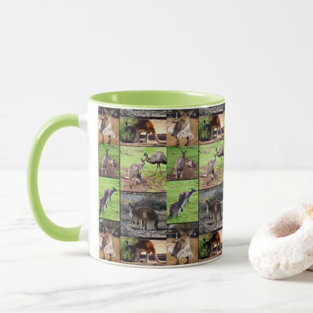 Caneca Colagem de Fotografias de Kangaroo, (Com Donut)