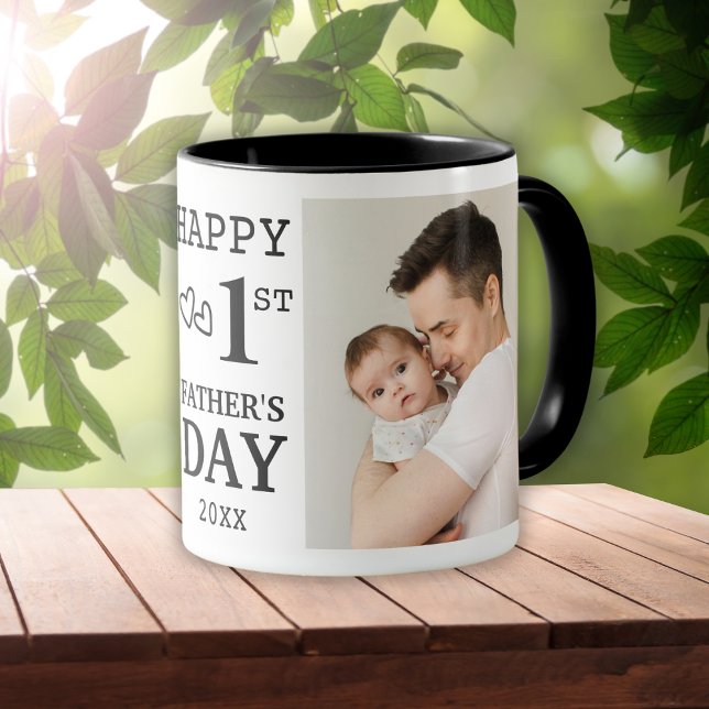 Caneca Colagem de Fotografias do Feliz Primeiro Dia de os (First Father's Day Gift For New Dad)