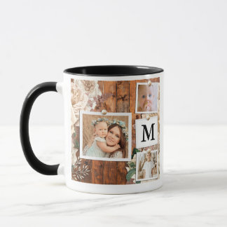 Caneca Colagem de Fotografias em Grade Monogramas Coffee