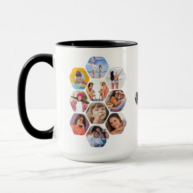 Caneca Colagem de Fotografias Múltiplas Simples Personali (Esquerda)