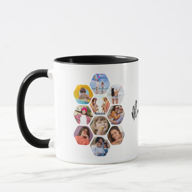 Caneca Colagem de Fotografias Múltiplas Simples Personali (Esquerda)