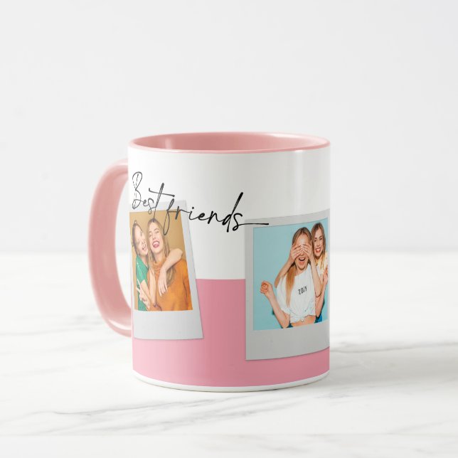 Caneca Colagem de Fotografias Personalizada BFF Besties C (Frente Esquerda)