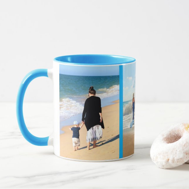 Caneca Colagem de Fotografias Personalizada com o Design  (Com Donut)