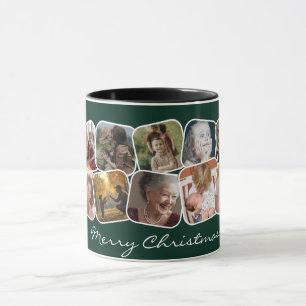 Caneca Colagem de Fotos 10 de Feliz Natal Verde