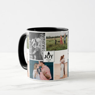 Caneca Colagem de Fotos da Família Joy Christmas