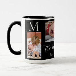 Caneca Colagem de Fotos da Família Monograma Personalizad