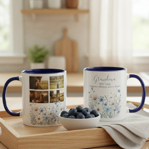 Caneca Colagem de Fotos da Vovó Floral – Presente para El