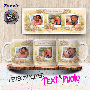 Caneca Colagem de Fotos de Jardim em Aquarela com Texto P