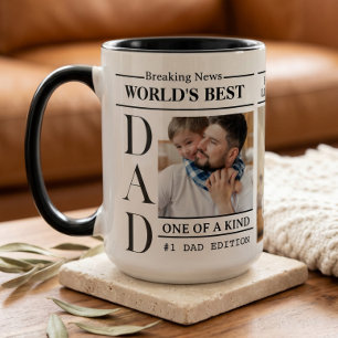 Caneca Colagem de Fotos de Jornal do Melhor Pai do Mundo