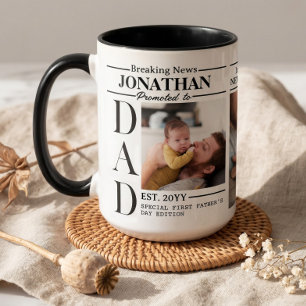 Caneca Colagem de Fotos de Jornal do Papai Primeiro Dia d