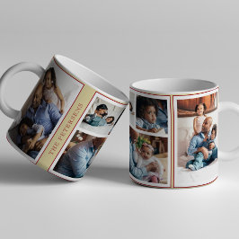 Caneca Colagem de fotos de Natal Simples 5 burgundy amare