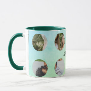 Caneca colagem de fotos de texto simples minimalista adic