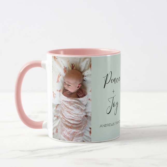 Caneca Colagem de Fotos Delicada Script 2 (Esquerda)