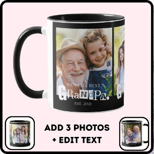 Caneca Colagem de Fotos do Melhor Avô do Mundo Ano 3