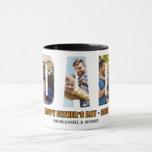 Caneca Colagem de Fotos do Papai Minimalista Feliz Dia do