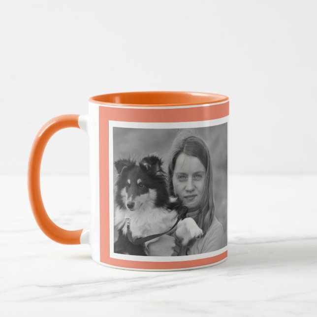 Caneca Colagem de fotos em laranja 2 personalizada (Esquerda)