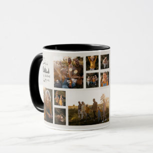 Caneca Colagem de fotos minimalista moderna Natal creme