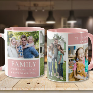 Caneca Colagem de Fotos Moderna 3 Família Amor Citação Ro