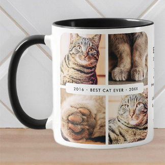 Caneca Colagem de Fotos Moderna do Melhor Gato do Memoria