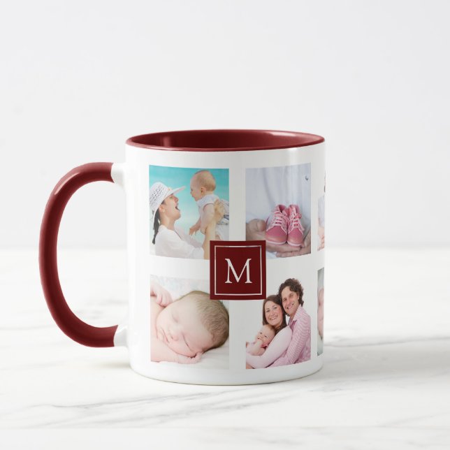 Caneca Colagem de Fotos Personalizada 10 Monograma Monogr (Esquerda)