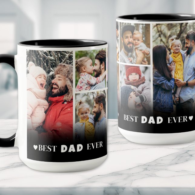 Caneca Colagem de Fotos Personalizada do Melhor Pai do Mu (Personalized Best Dad Ever 8 Photo Collage Father Mug )