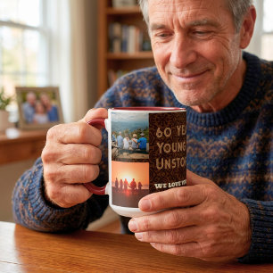 Caneca Colagem de Fotos Personalizada Presentes de 60 Ano