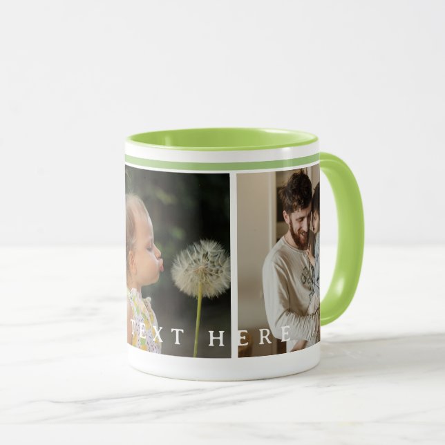 Caneca Colagem de fotos personalizada Simple green (Frente Esquerda)