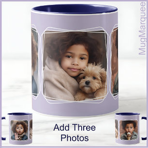 Caneca Colagem de Fotos Quadrada Moderna Lilás C123 Mãe
