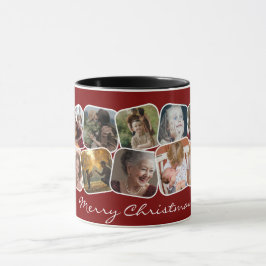 Caneca Colagem de Fotos Red Merry Christmas 10