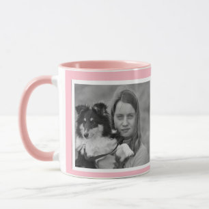 Caneca Colagem de fotos rosa 2 personalizada