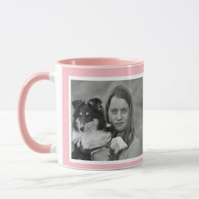 Caneca Colagem de fotos rosa 2 personalizada (Esquerda)