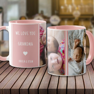 Caneca Colagem de Fotos Rosa Amamos Você Vovó 2