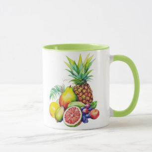 Caneca Colagem de Frutas Tropicais