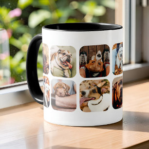 Caneca Colagem de Grade de Aplicativo de 12 Fotos Minimal