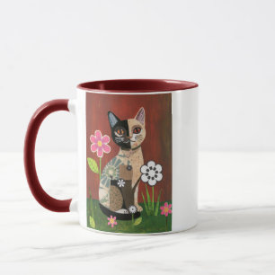 Caneca Colagem de Jornal Antigo Caprichoso Gato Tricolor