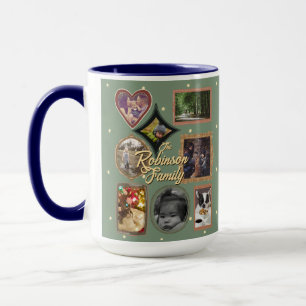 Caneca Colagem de Moldura Retro de 12 Fotos da Família De