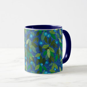 Caneca Colagem de Papel Padrão Floral Mínimo Azul Berri