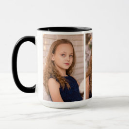 Caneca Colagem de Três Fotos Personalizadas Modernas