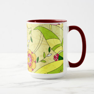 Caneca Colagem Floral de Abstrato Retro