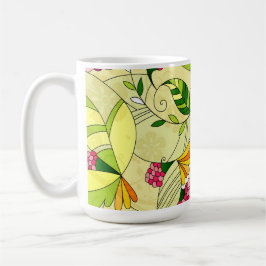 Caneca Colagem Floral de Abstrato Retro