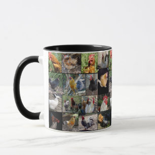 Caneca Colagem Fotográfica De Galinhas E Galos,