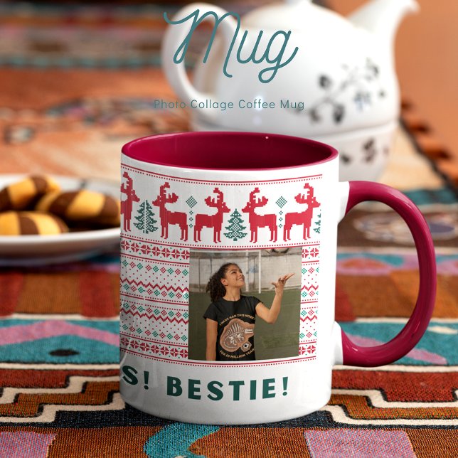 Caneca Colagem Personalizada de Fotos Feliz Natal Festivo (Criador carregado)