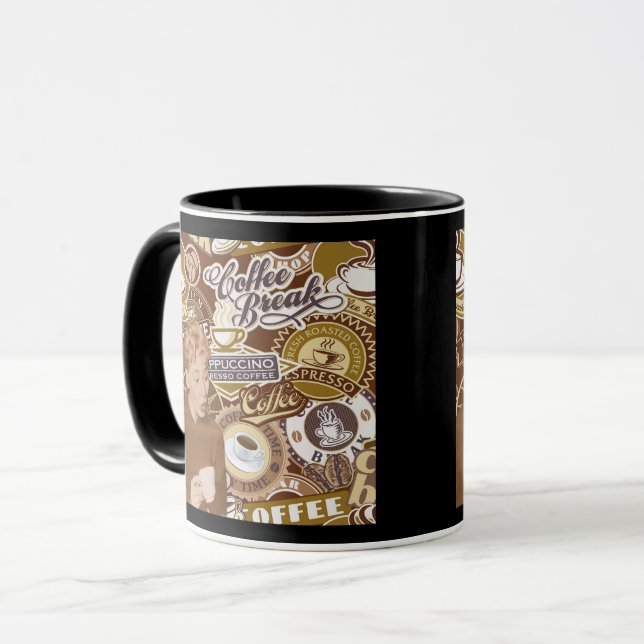 Caneca Colagem Retro Café (Frente Esquerda)