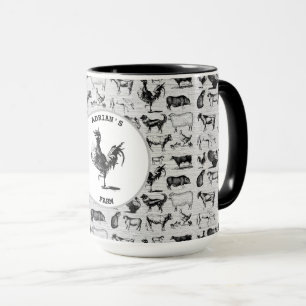 Caneca Colagem Russa de Animais da Exploração Agrícola
