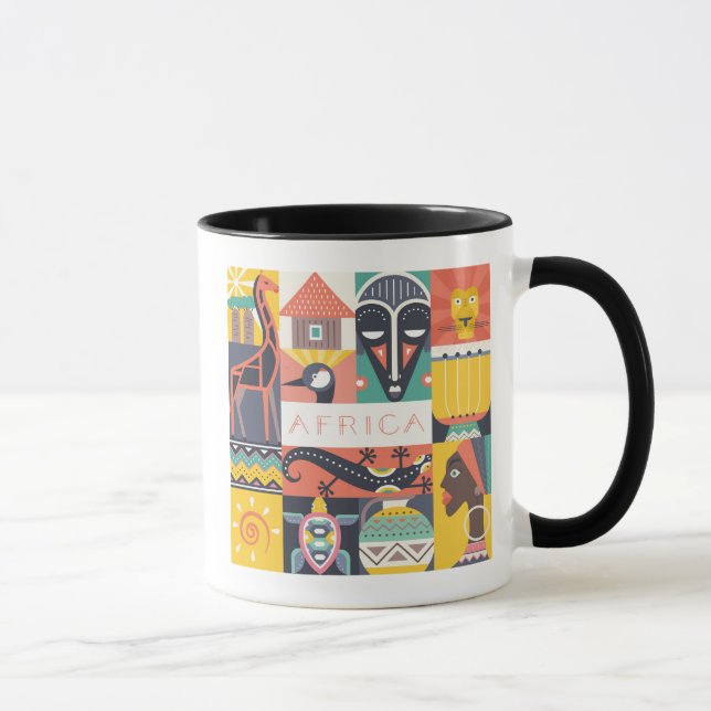 Caneca Colagem simbólica africana da arte (Direita)