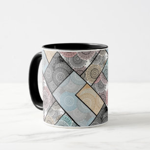 Caneca Colcha de retalhos cerâmica círculos de azulejo ma