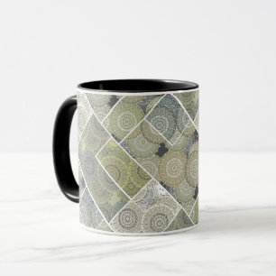 Caneca Colcha de retalhos cerâmica círculos de azulejo ma