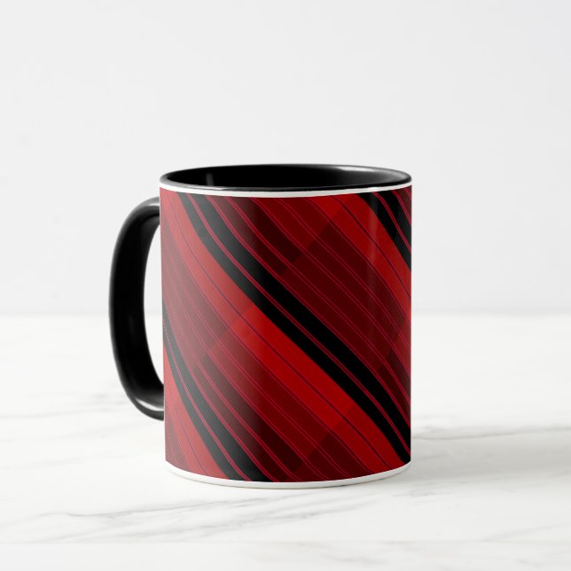 Caneca Colcha Xadrez Geométrica Vermelha e Preta (Frente Esquerda)