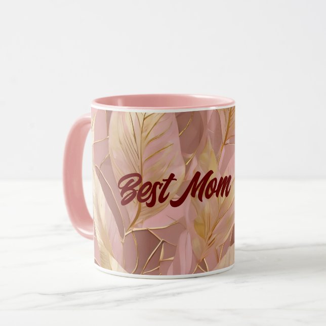 Caneca Coleção Blush Dourado Boho Moderno Coleção de Folh (Frente Esquerda)