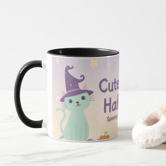 Caneca 🧡 ✨ Coleção “Cute & Kind Halloween” 🎃🌿 (Com Donut)